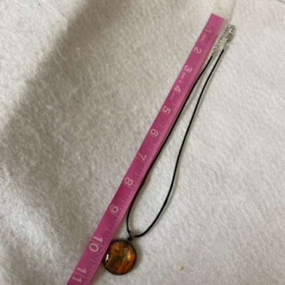 COPY - Abstract Acrylic Art Necklace And Earring Set In Pewter Bezel - Picture 12 of 13